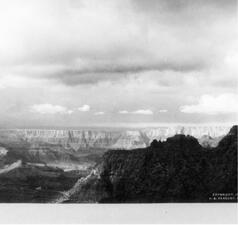 Historical photograph of the Grand Canyon.