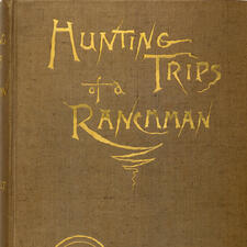 Cover of a book with title "Hunting Trips of a Ranchman" written in stylized font.