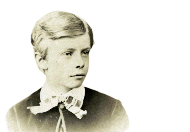 Headshot of young boy, Theodore Roosevelt. 