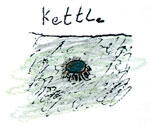 A child's drawing of a kettle - a geological term referring to a depression in the ground caused by a breaking glacier.