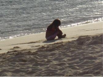image of an anxious girl on a beach